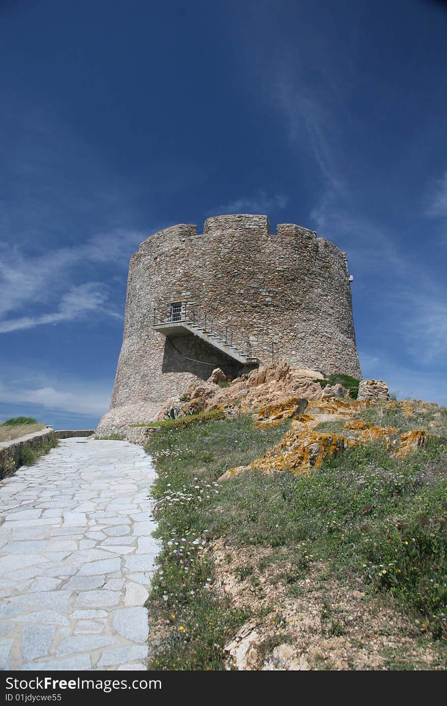 Old tower Sardo Longo on sardinia coast nearby Santa Teresa di Gallura. Old tower Sardo Longo on sardinia coast nearby Santa Teresa di Gallura