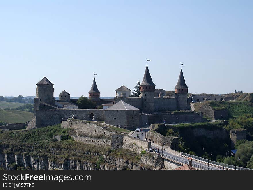 A beautiful view of the fortress-Podolskiy Kamyanets. A beautiful view of the fortress-Podolskiy Kamyanets