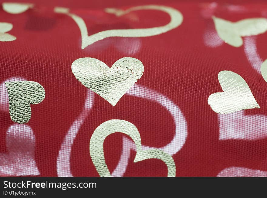 Mesh netting with golden heart pattern. Mesh netting with golden heart pattern