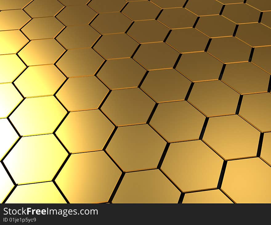 Abstract 3d illustration of golden shapes background. Abstract 3d illustration of golden shapes background