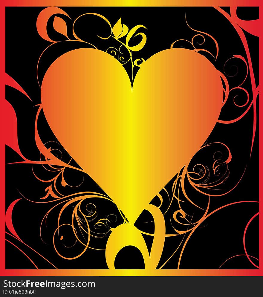 Red and yellow beautiful decorative heart