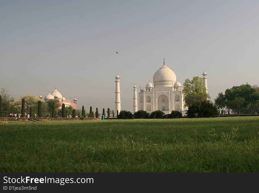 Taj Mahal Agra - side view from grass