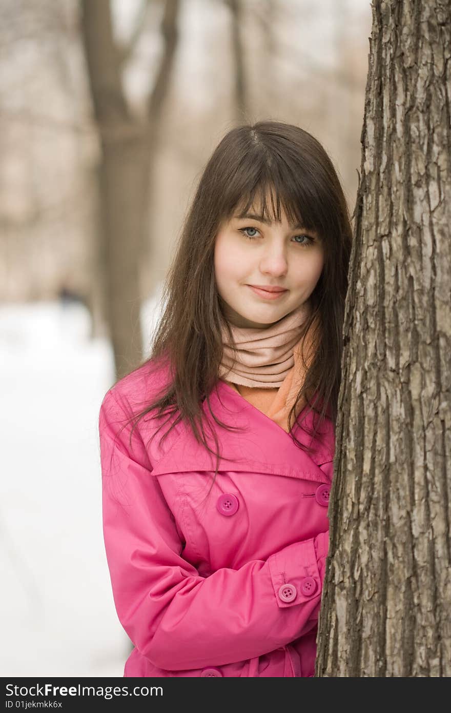 Woman near tree