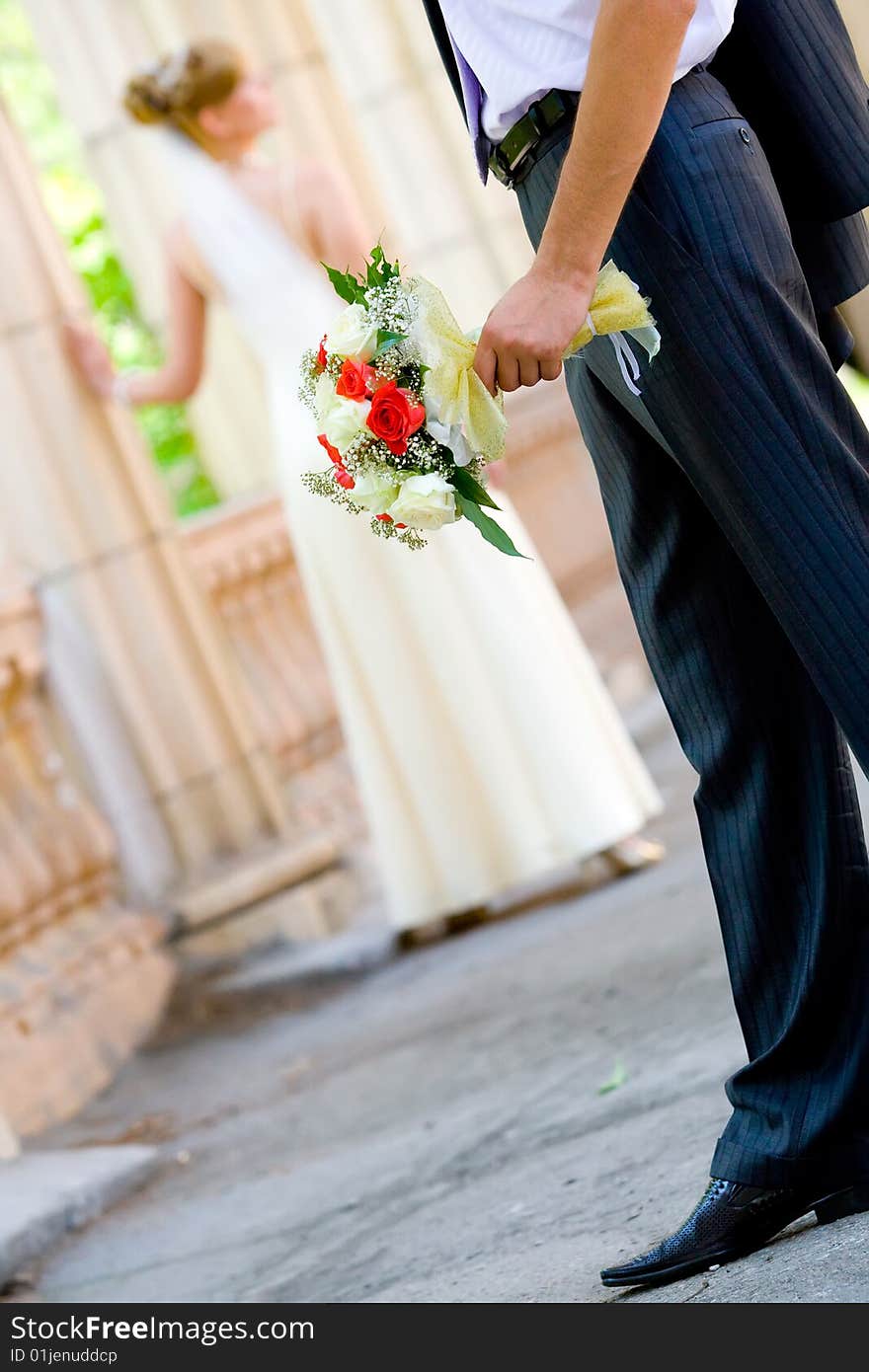 Young bride and groom shot