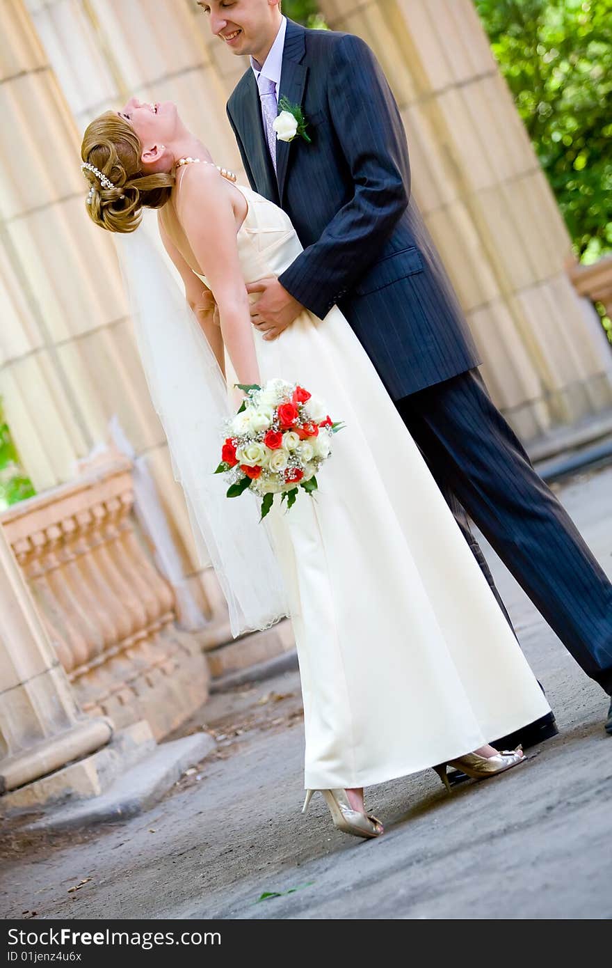 Young bride and groom shot