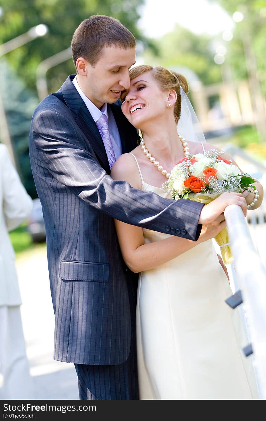 Young bride and groom shot