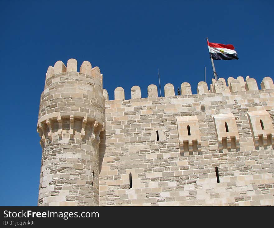 View of an old castle/fort on the Mediterranean. View of an old castle/fort on the Mediterranean