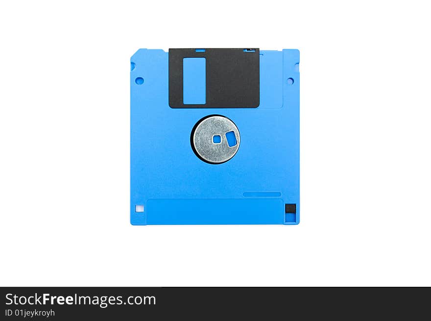 Blue floppy disk on white background