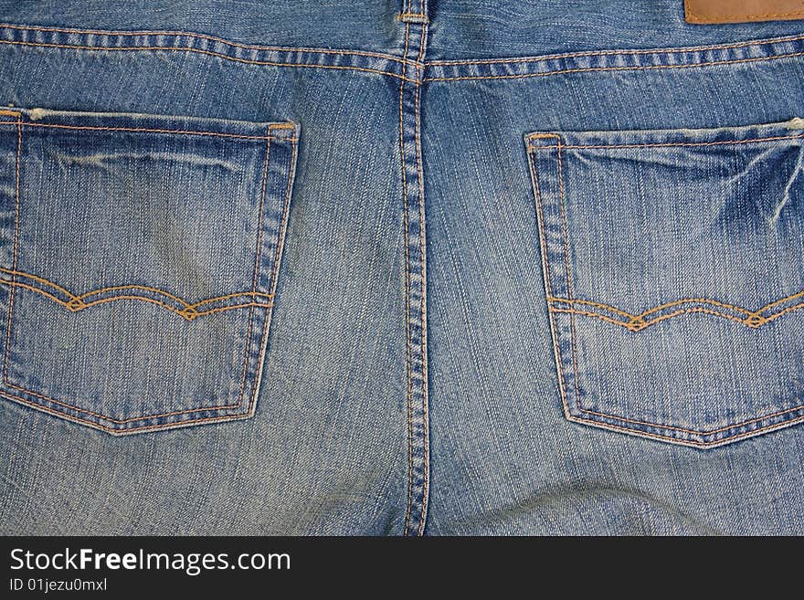 Modern blue jeans back pockets. Modern blue jeans back pockets