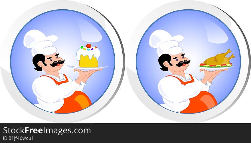 Cook, isolated on white, vector, eps 8 format