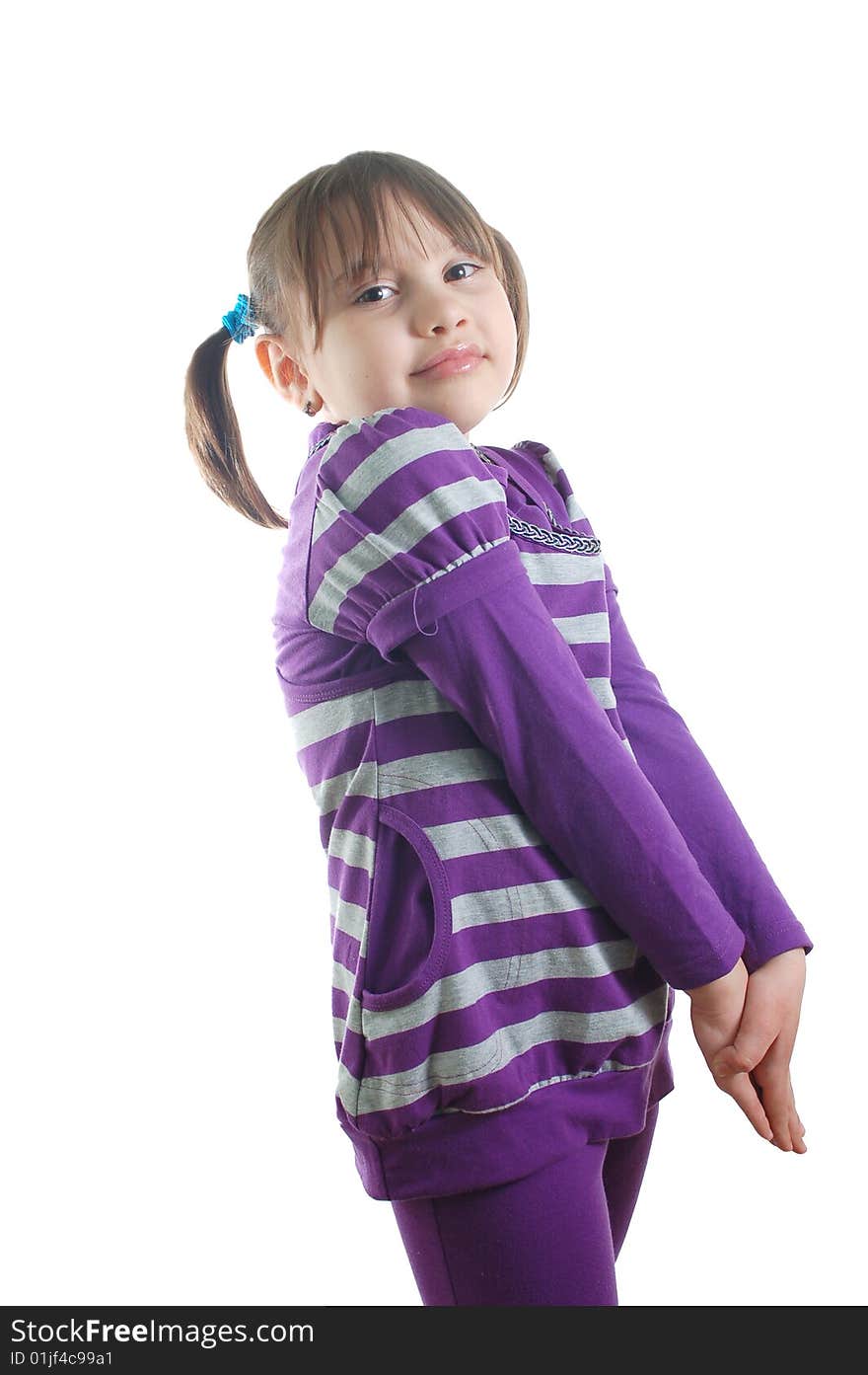 Sad little girl isolated on the white background. Sad little girl isolated on the white background