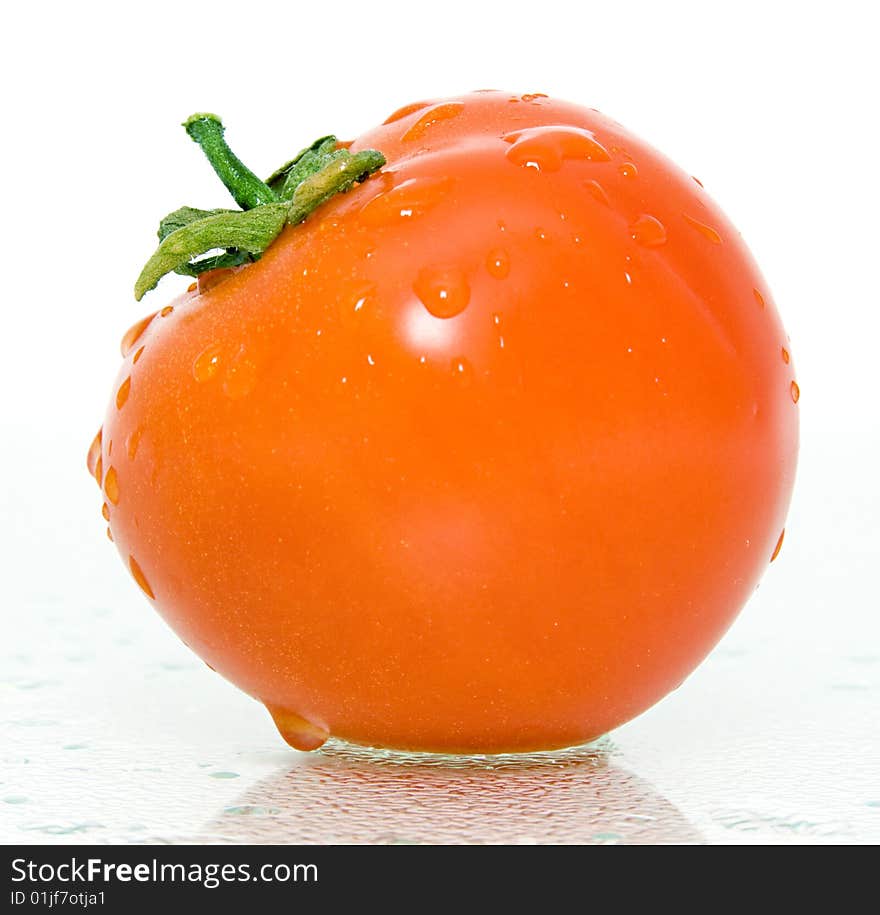 Fresh tomato on white background