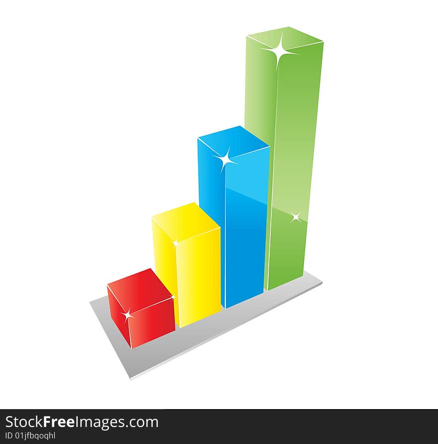 Color business graph in vector formt with stars and blinks