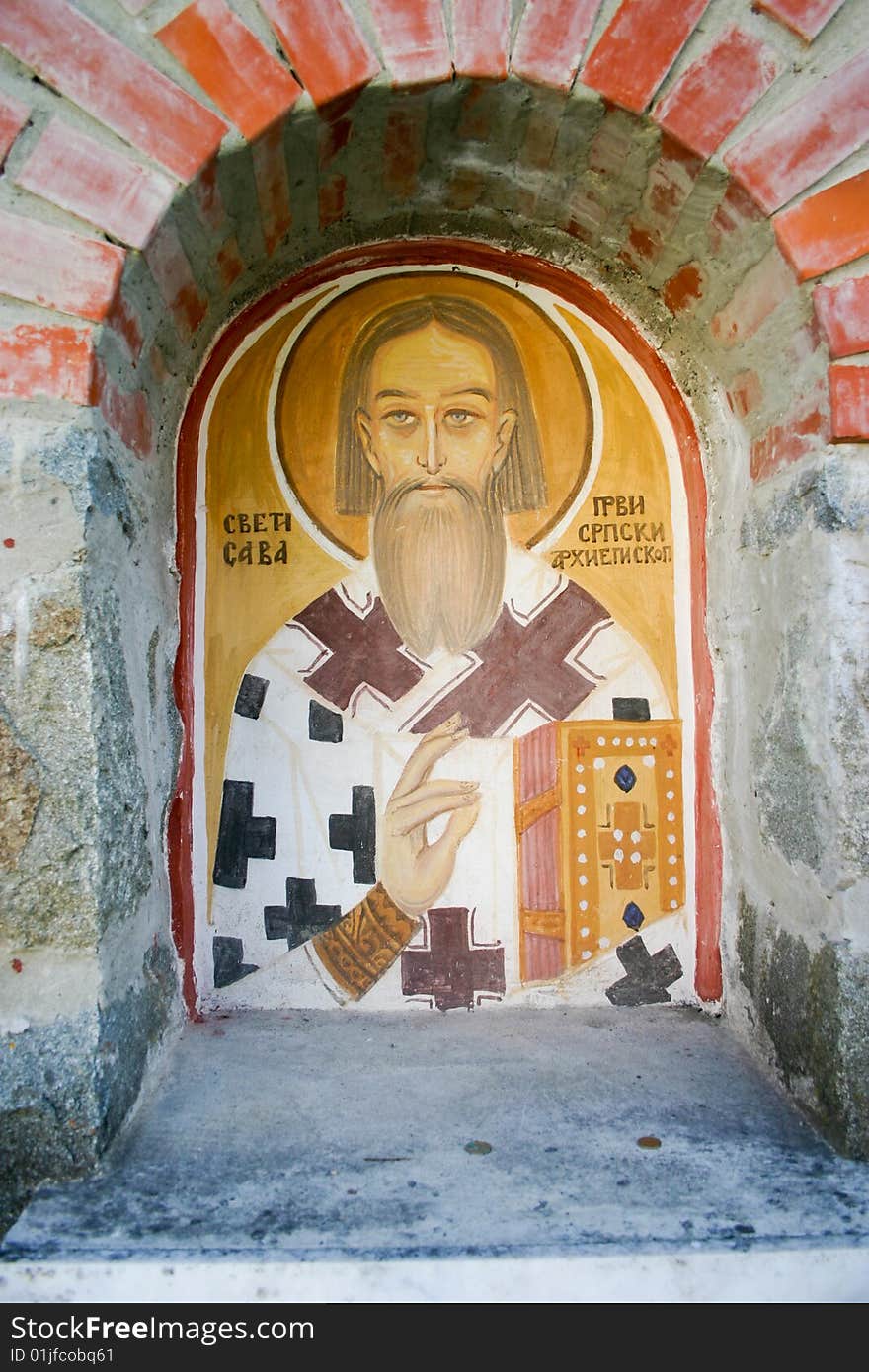 Fresco at wall of raca monastery, serbia. Fresco at wall of raca monastery, serbia