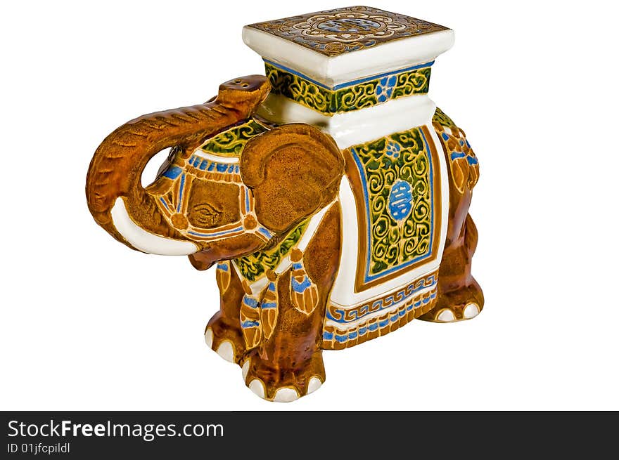 Painted Indian elephant decorative stool