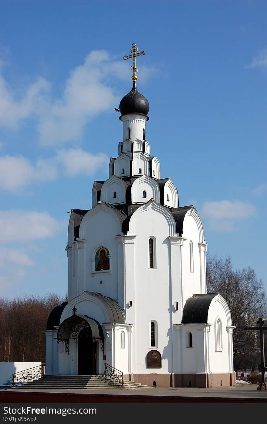 Memorial chapel built in honor icon of the Mother of God in memory sacrifice  Chernobyl catastrophe. Memorial chapel built in honor icon of the Mother of God in memory sacrifice  Chernobyl catastrophe