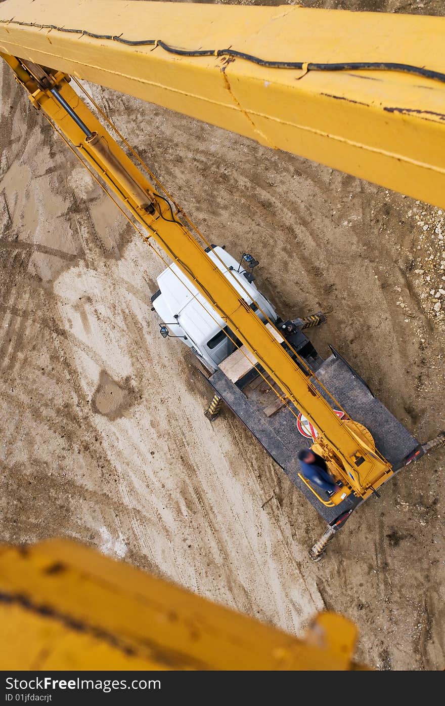 Lorry with the elevating device for work at height. Lorry with the elevating device for work at height.