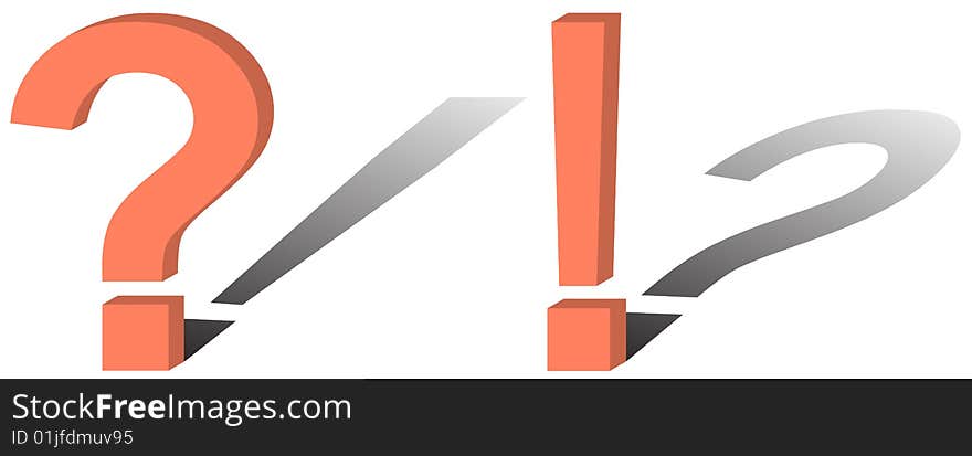 The vector image of interrogative and exclamatory signs, at which shadows not their forms. The vector image of interrogative and exclamatory signs, at which shadows not their forms.
