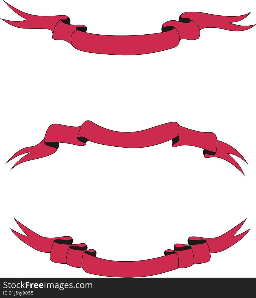 Collection of scarlet ribbons - vector illustration. Collection of scarlet ribbons - vector illustration