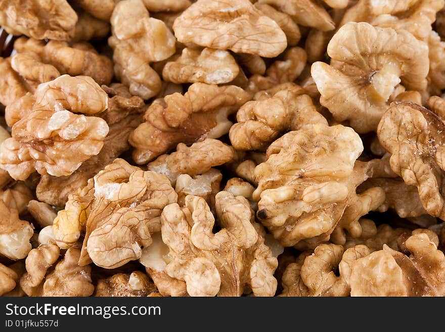 Walnuts background macro studio shot