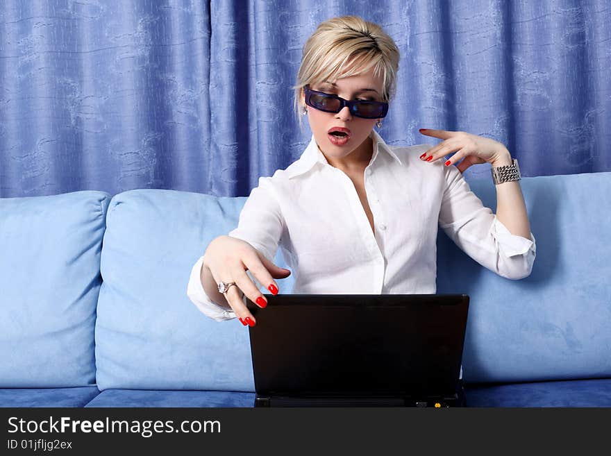 Woman with notebook in room