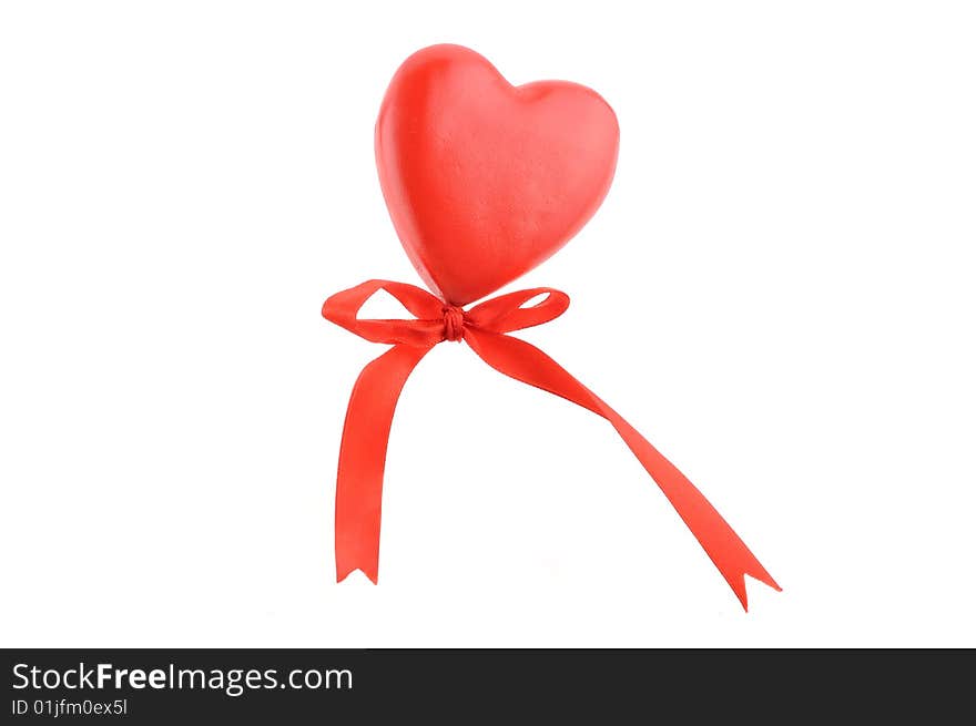 A heart with red ribbon