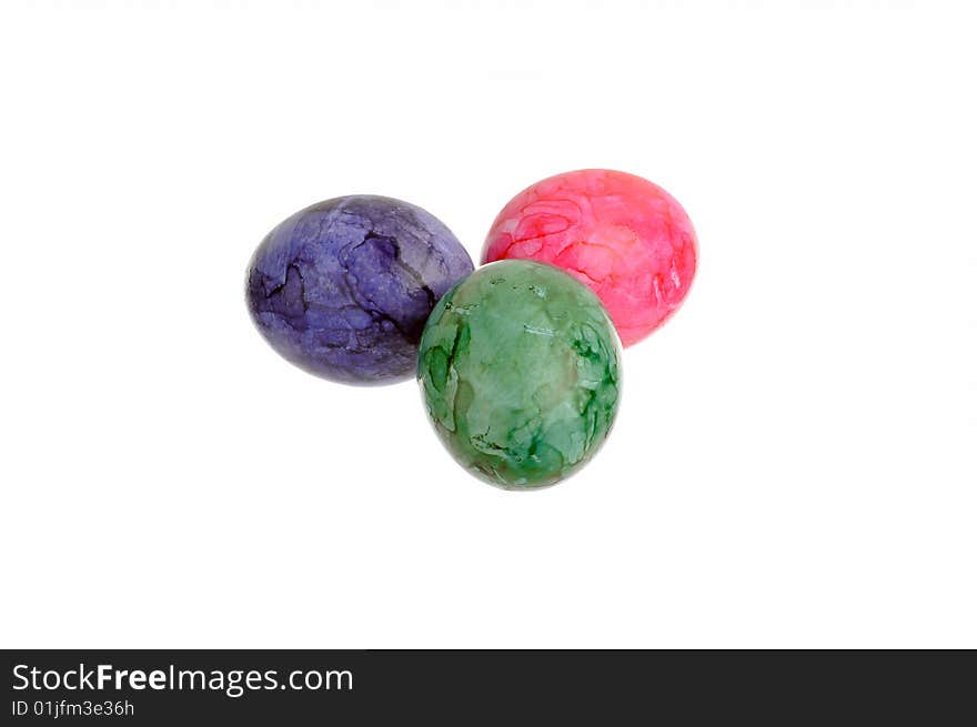 Three colorful Easter eggs, isolated.