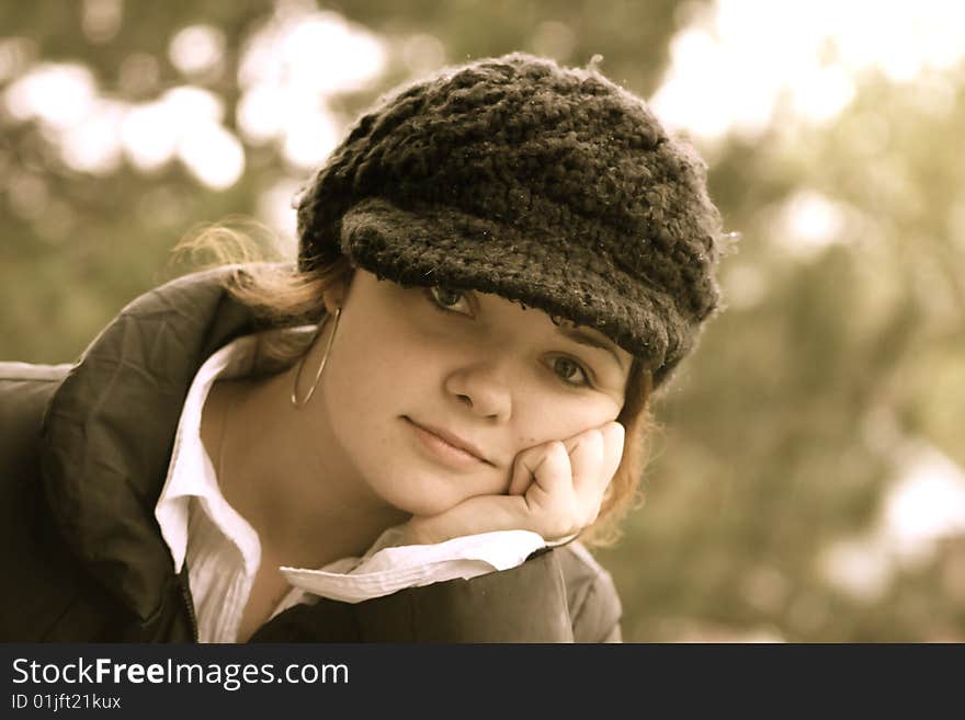 Young Woman Leaning On Her Hand