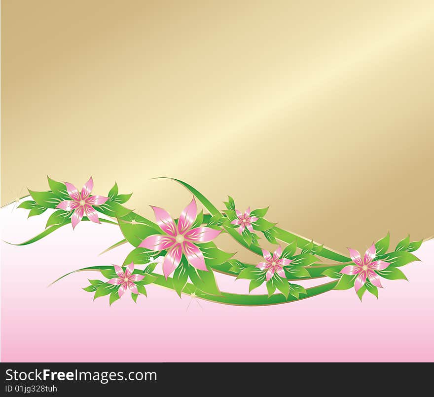 Golden background with floral elements