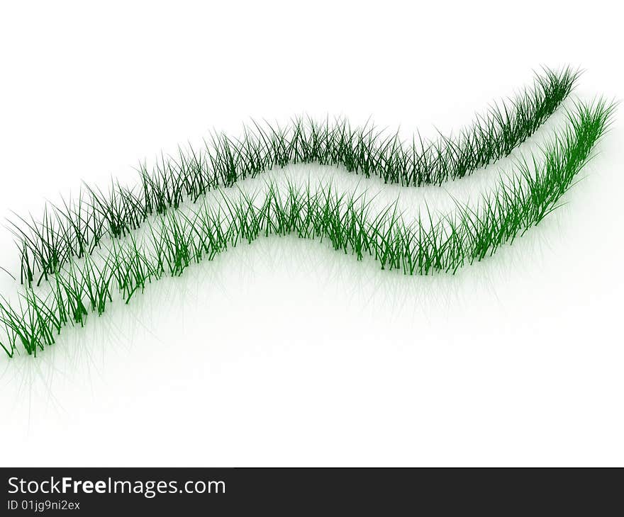 3d render of two grass lines. 3d render of two grass lines