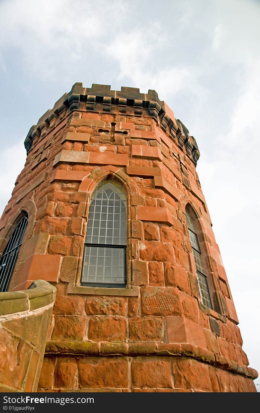 The little watchtower on the battlements at shrewsbury castle in england. The little watchtower on the battlements at shrewsbury castle in england