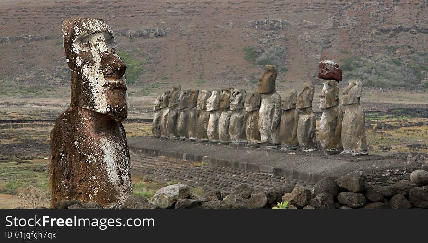 A platform with statues on Easter Island