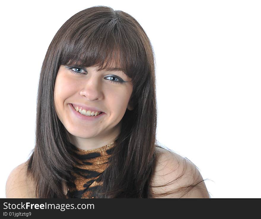 Portrait young girl isolated on the white