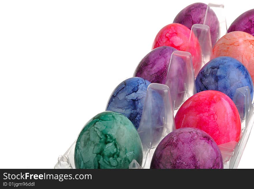 Colorful Easter Eggs in plastic box