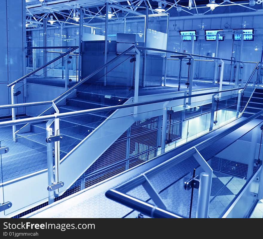 View business hall in blue. View business hall in blue