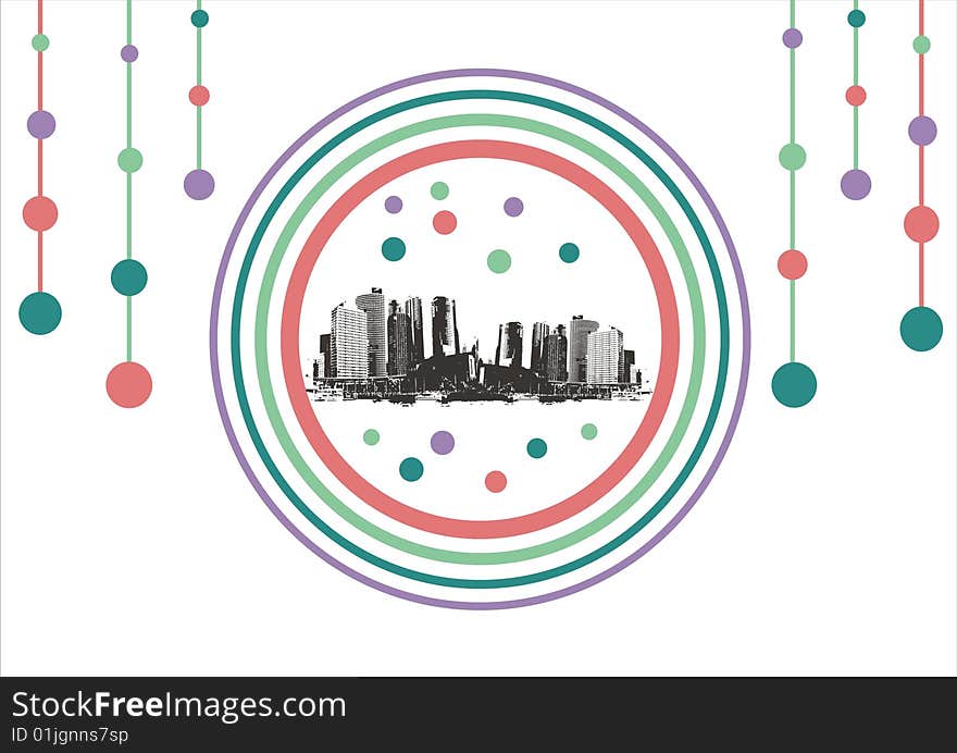 Vector illustration, city on beaty abstract. Vector illustration, city on beaty abstract