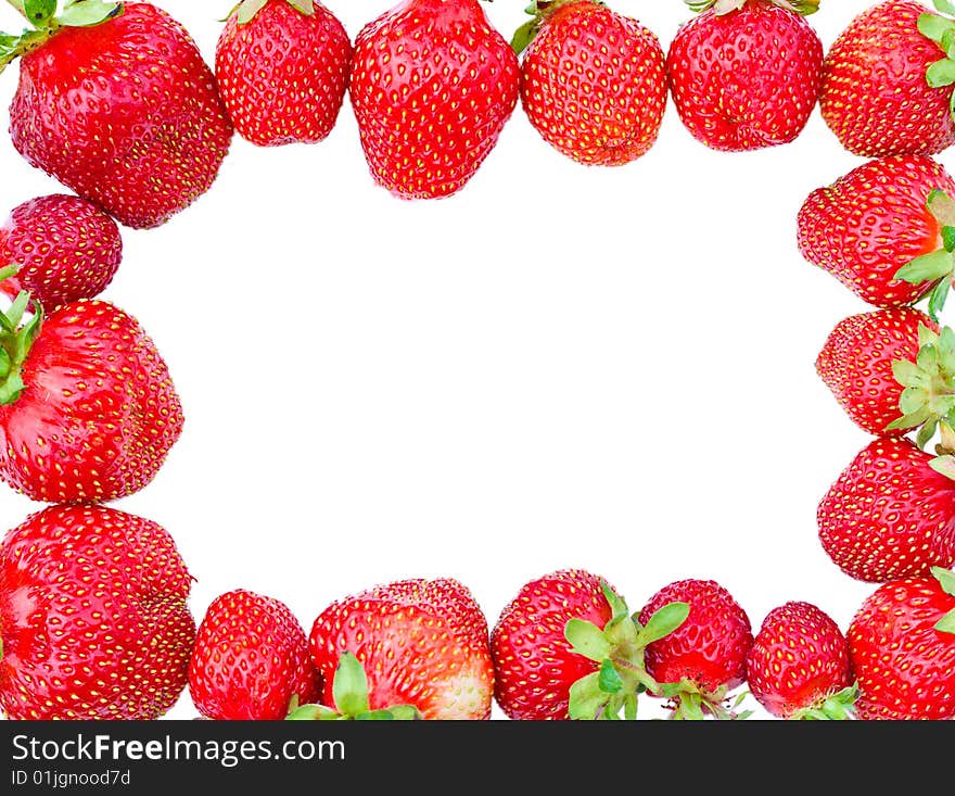 Ripe strawberries forming frame