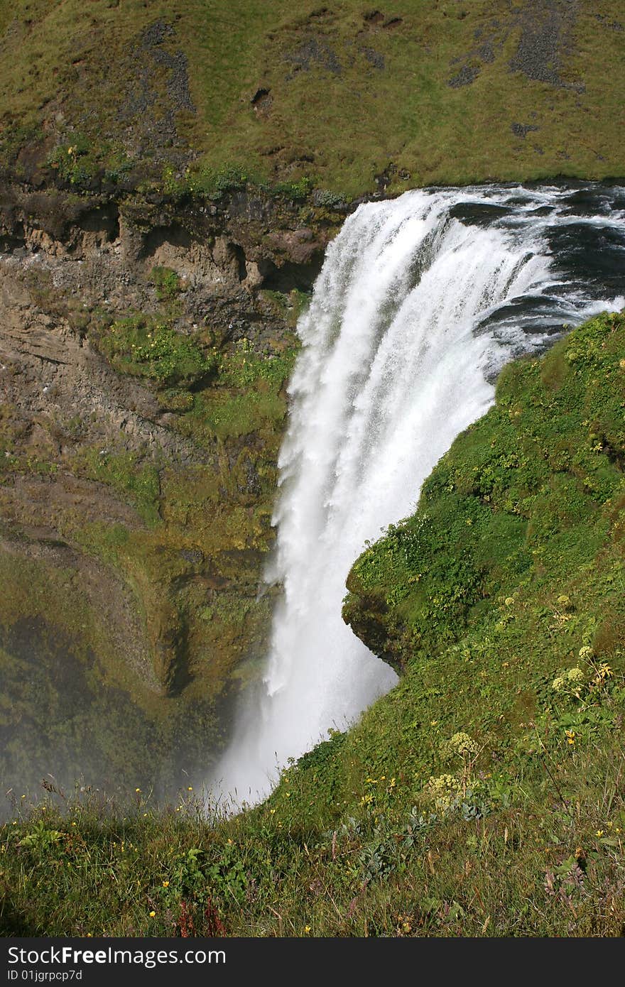 Top of a large waterfall