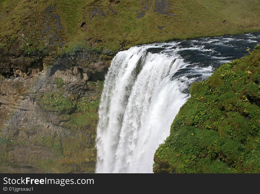 Top of a large waterfall