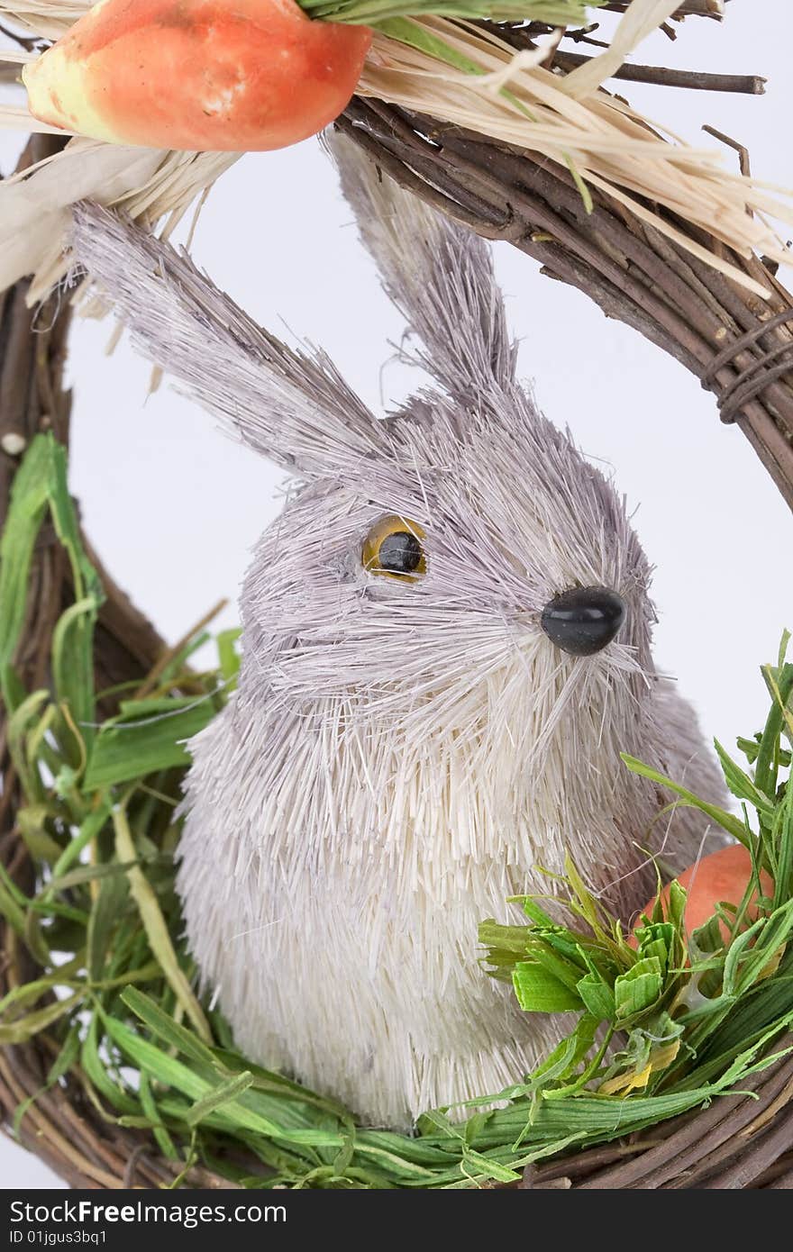 Easter decoration - gray bunny in a basket