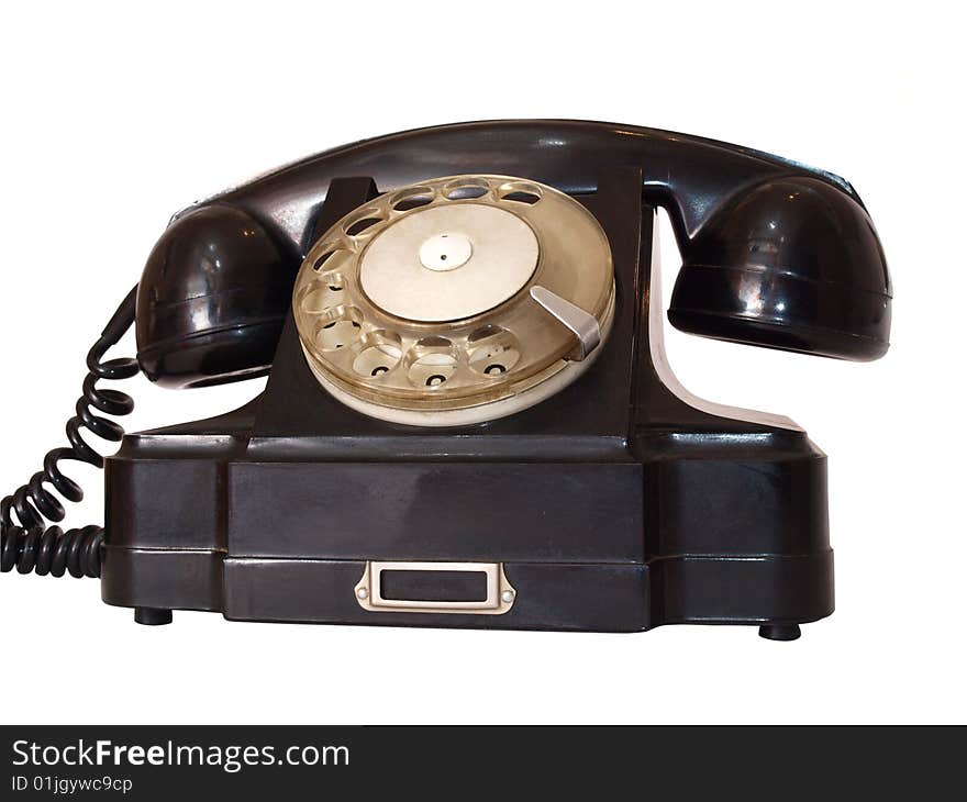 Color photo of an old phone. isolated on a white background. Color photo of an old phone. isolated on a white background