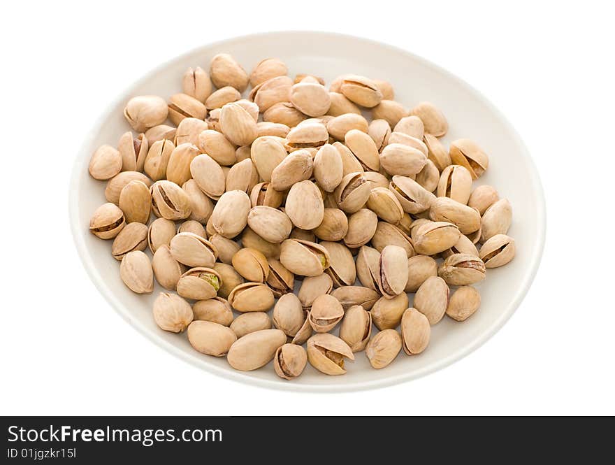 Pistachios isolated on white background