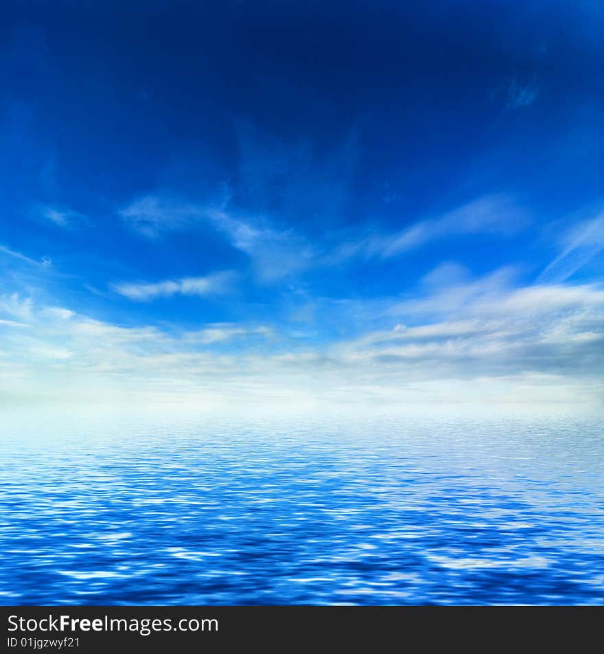 Background of cloudy sky and water. Background of cloudy sky and water