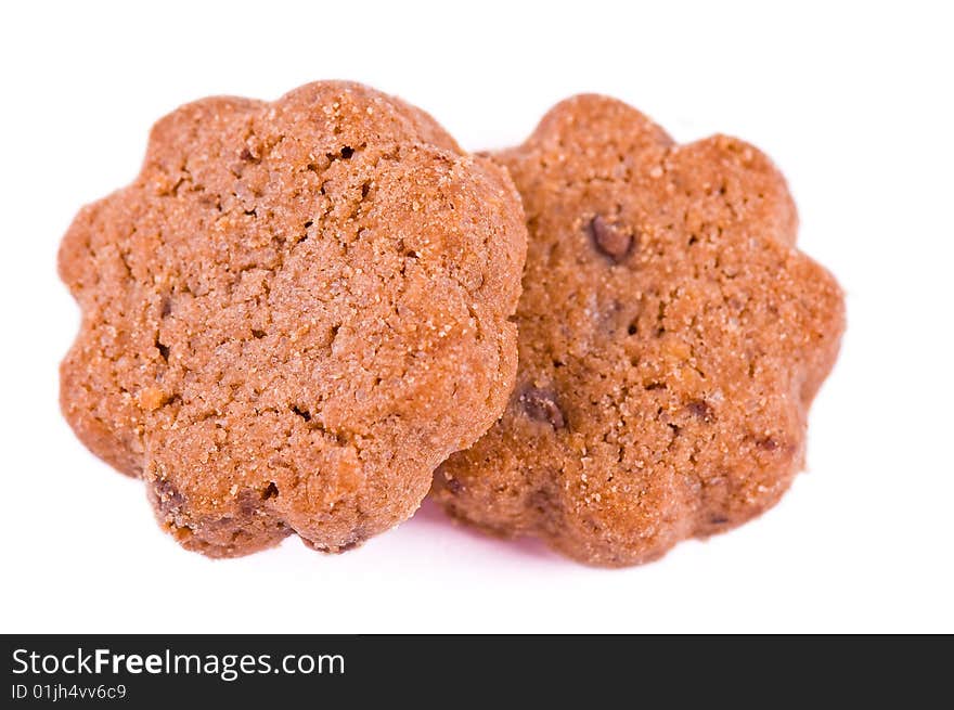 Crisp cookies on the white background