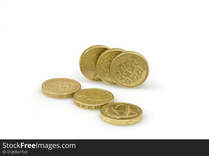 British pound coins isolated on a white background