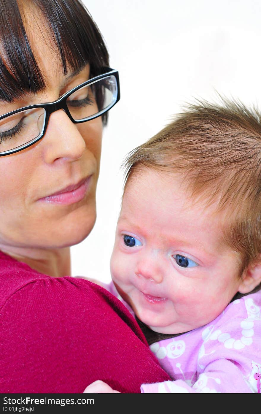 Cute smiling baby girl with mother. Cute smiling baby girl with mother