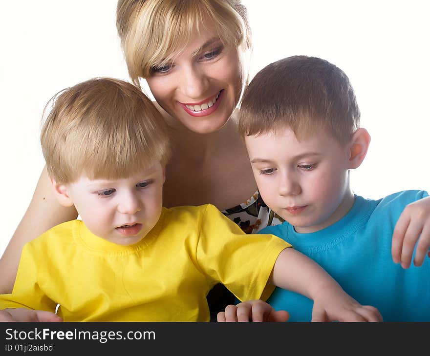 Family portrait mum with two sons. Family portrait mum with two sons