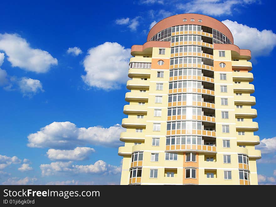 A modern apartments building on sky. A modern apartments building on sky