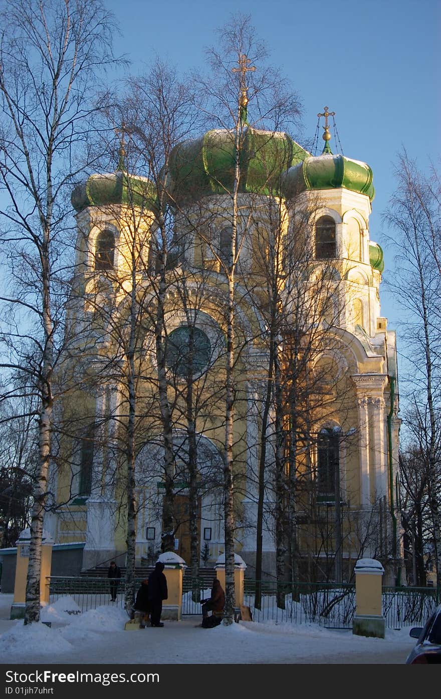 Orthodox cathedral in winter