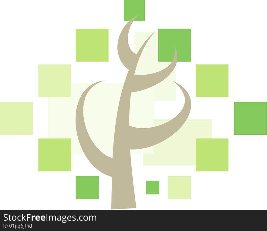 Abstract illustration of tree in summer (using a geometric pattern in soft pastel green colors). Abstract illustration of tree in summer (using a geometric pattern in soft pastel green colors)